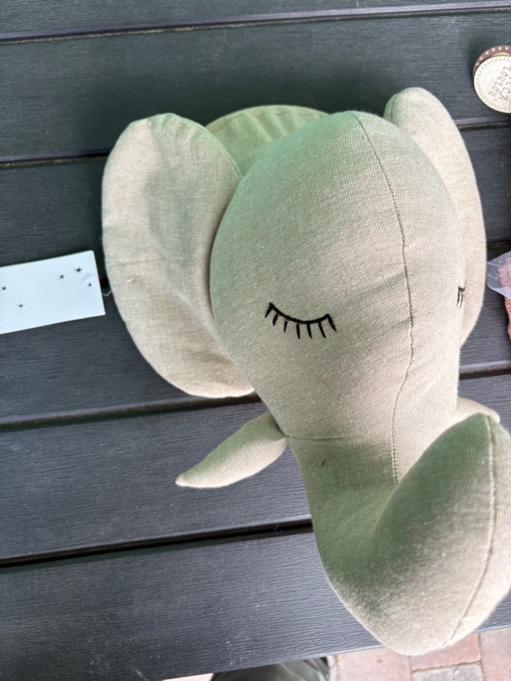 Little Earth Light Grey Elephant Plush Wall Hanging